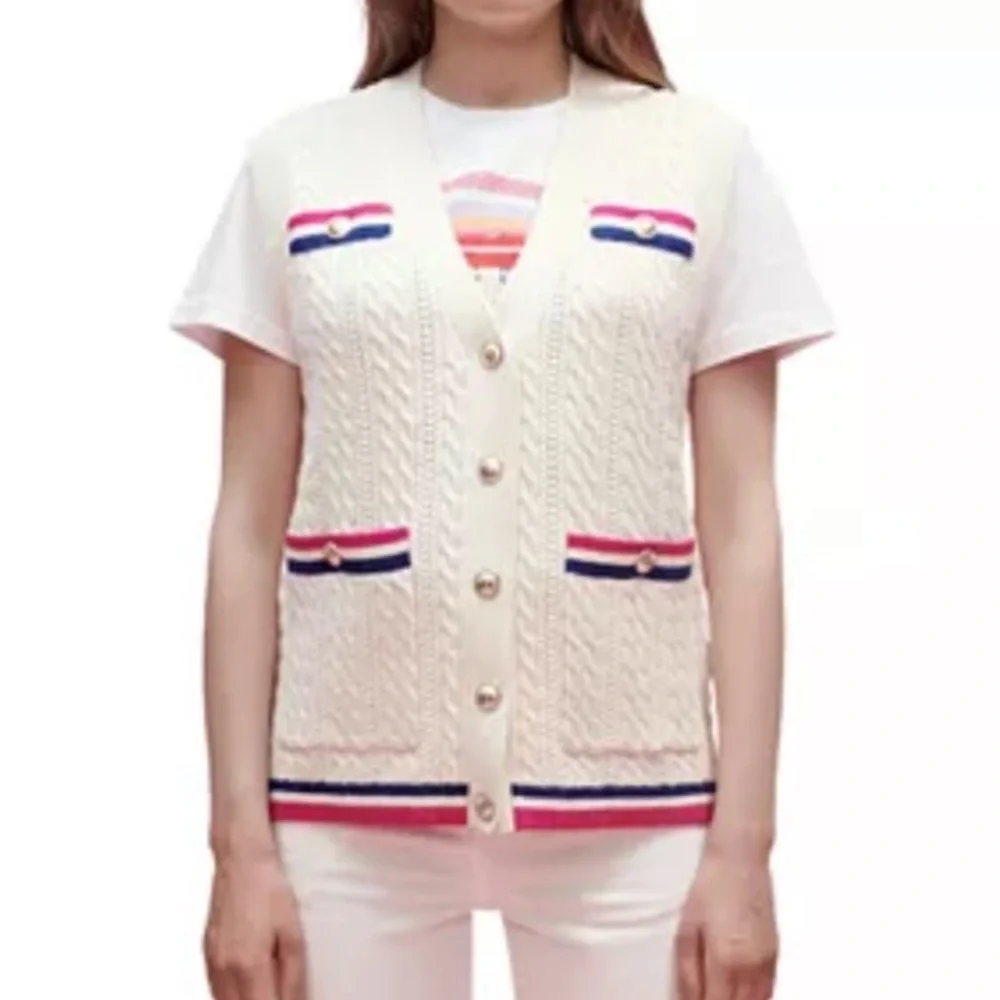 MAJE Martingale‎ Sleeveless Knitted Cardigan Sweater Vest